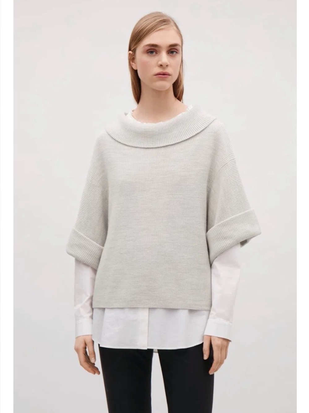 COS Cowl Neck Sweater Short Sleeve Wool Size M